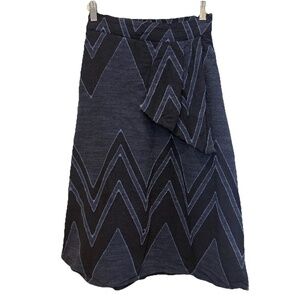 Eva Franco Anthropologie Linen Blend Skirt Size 0 Textured Liv Denim Chevron